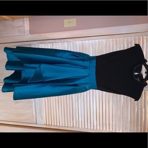 Black/blue vintage looking high low dress